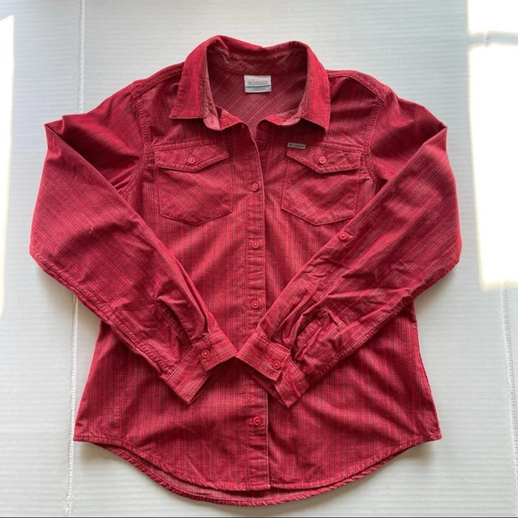 Columbia Women's Standard Times Two Corduroy Long Sleeve Shirt, Red Plaid, XS - Picture 12 of 16